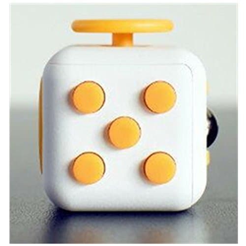 Fidget Cube Creative 6 Sides Dice Mini Magic Cube Anti anxiety and decompression Toy (White-Orange)