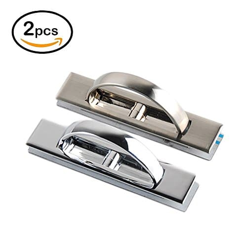Wheelsp 2 Pcs Edge Pulls Chrome,Door Edge Pull,Pocket Bolt,Furniture Hidden Flush Pull Cover Floor Cabinet Brush Handle Door Edge Pull (Zinc Alloy)