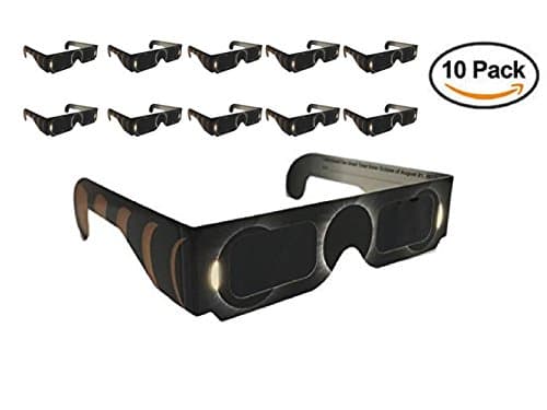 Solar Eclipse Glasses - CE Certified, ISO Approved (10 PACK) Safe Paper Frames - Sunglasses for Great American Eclipse 2017