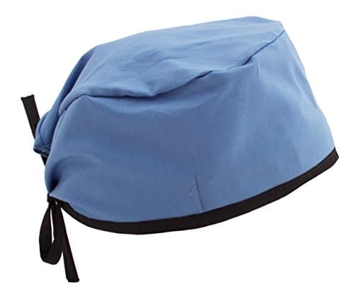 Solid Rich Blue & Black Scrub Cap Hat with adjustable tie