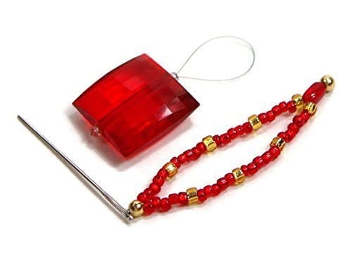Beaded Stitch Picker/Needle Threader Set Red Gold
