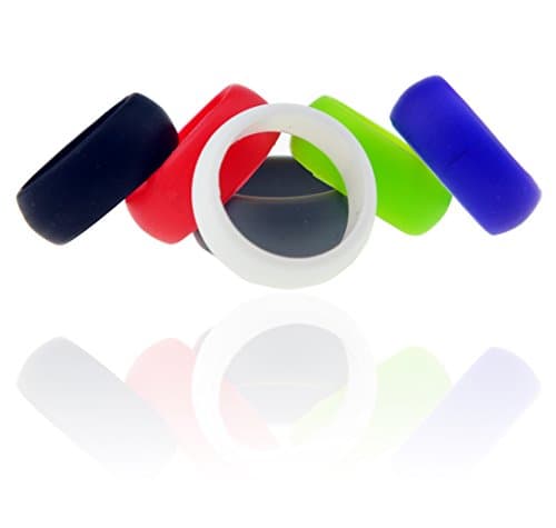 Silicone Wedding Ring by Ninjetics(6-Pack), Safe Durable Comfortable Fit, Anti-scratch Flexible Rubber, Unique Gift for Anniversary or Birthday, Come in 6 Different Color. (Size 9)