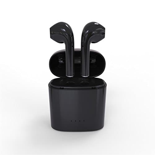 Wireless Bluetooth Headset, Mini V4.2 Bluetooth Headset, Enhance In-Ear Headphone with Mic, Portable Charging CaseCan Take Charge Warehouse for Apple airpods iPhone Samsung Smartphone (Black)