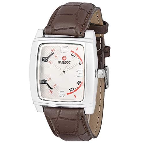 Time 007 Split Day Men's White Dial Rectangle Shape Analog Quartz Watch