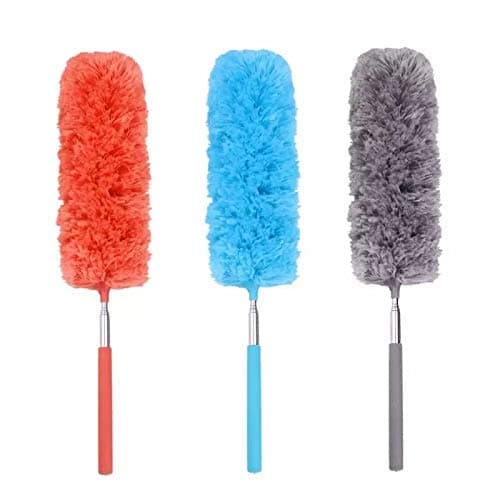 SWARG Multipurpose Microfiber Cleaning Duster for Home and Kitchen with Extendable Telescopic Wall Hanging Handle Pack of 3