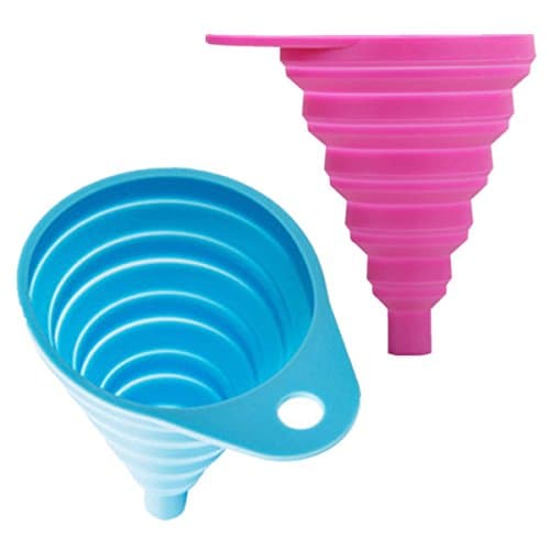 Otedes Silicone Collapsible Funnel Cup, 2 PCS Foldable Funnel for Liquid Transfer 100% Food Grade Silicone(Blue Pink)