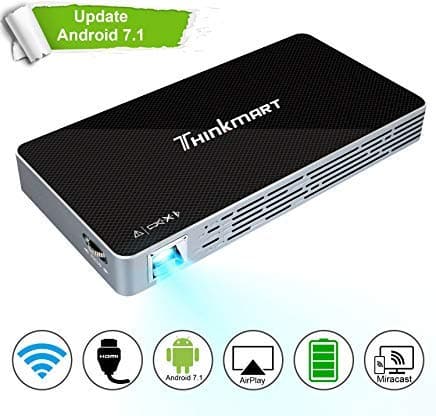 Mini Projector, Portable Wi-Fi Mini Projector for iPhone Android Laptop PC, 100 ANSI lm High-Contrast Outdoor Pocket Cinema, DLP, 120" Picture, Android 7.1, Compatible with HDMI, USB, MicroSD