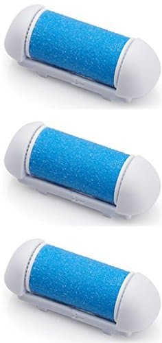 Pamperped Extra Coarse Refill Roller Heads - Professional Grade Replacement rollers - Buffs away rough, dry and calloused skin - Compatible with Multiple Brands of Electronic Pedicure Foot File Callus Removers - Smoothness Guaranteed - Pack of 3 BLUE