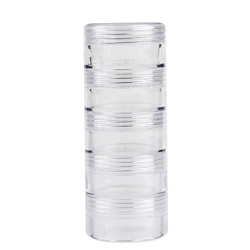 JDONOW 5 Layer Cylinder Stackable Transparent Round PS Plastic Storage Container Box Super Clear Accessories Organizer Box for Beads Crafts Other Small Items