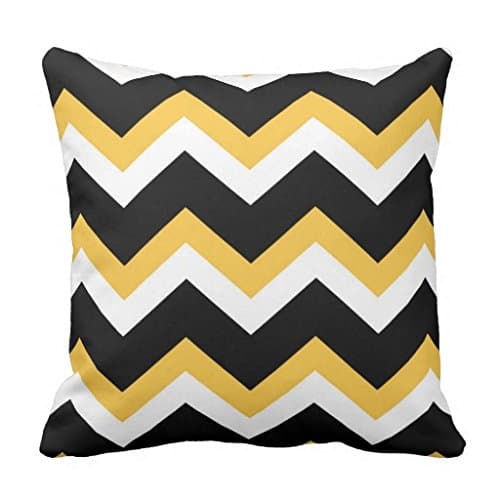 Black And Gold Chevron Zig Zag Pattern Throw Pillow Case