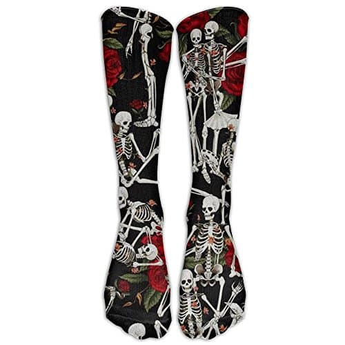 Skeleton Rose Crew Socks Causal Socks Compression Socks High Socks Crazy Socks For Running,Athletic,Edema,Travel,Nursing.