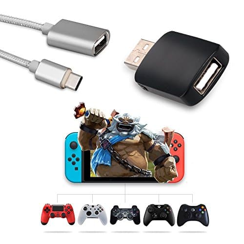 Controller Converter for Nintendo Switch,Support for PS3/PS4/XBOX ONE/XBOX 360/XBOX Elite Controller (Support TV MODE and HANDHELD MODE),with a Type-C OTG Cable (Black)
