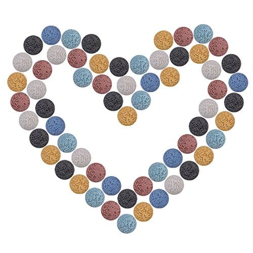 10Pcs Aromatherapy Diffuser Lava Stone Rock Beads 17mm Multi-colored Washable Round Natural Ball for Essential Oil pendant Necklace Jewelry Making Findings Accessories