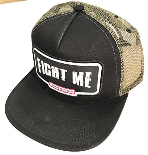 Adjustable Classic Snapback Baseball Hat Flexfit Premium Cotton Front Solid Black Mesh Cap 210 Fitted Flat Brim Graphical Embroidered Design "FIGHT ME" Logo Structured (Green)