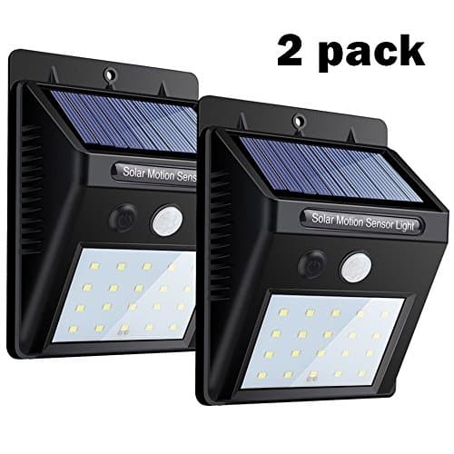 Solar Lights 2 PACK ,20 LEDs Motion Sensor Wall Light by USTONG, Bright Security Auto On / Off , Waterproof Wireless Solar Power Spotlight for Tree, Patio, Yard, Garden, Driveway, Stairs, Pool Area