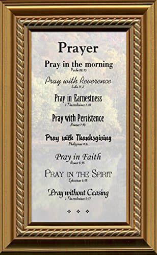 Prayer Christian Core Values Framed Gift based on Scripture for Motivation, Encouragement and Inspiration based on Deuteronomy 11:18-20 (Gold)