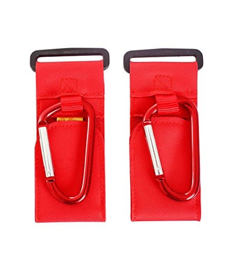 Larsuyar Stroller Hook (2 Pack), Buggy Hook for for Stroller, Wheelchair. (red)