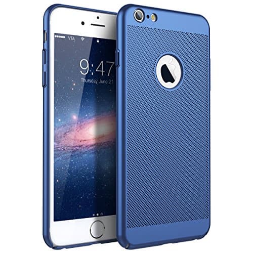 iPhone 6 Plus Case, iPhone 6S Plus Case, CinoCase Ultra Slim Mesh Case Lightweight Heat Dissipation Anti-Scratch Premium Hard PC Shell Protective Case Cover for iPhone 6 Plus/6S Plus - Sapphire Blue