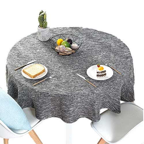 Cotton Linen Solid Color Tablecloth Round Simple Style Table Cover for Kitchen Dining Tabletop Linen Decor (Dark Gray, Round - 70 Inch)