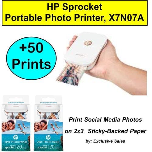 HP Sprocket Photo Printer"Bundle" (White)