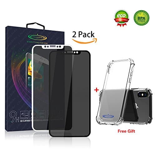 【2-PACK with gift】 Iphone X Privacy Screen Protector iPhone X Tempered Glass Screen Protectors (black and white color) Screen Protector Glass for iPhoneX 2018 Couple outfit,Tai Chi suits