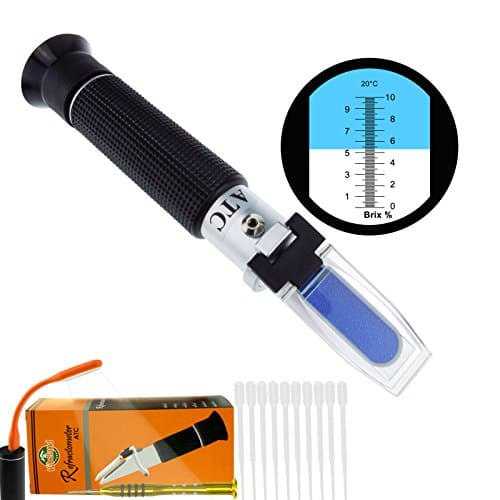 Kibeland Handheld Brix Refractometer 0-10% with Automatic Temperature Compensation ATC, low-concentrated sugar solutions, with EXTRA Mini USB Light