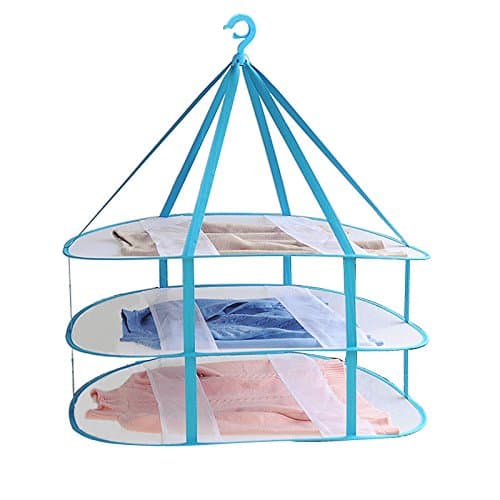 Adwaita Clothes Drying Rack Large Size 3 Tier Folded Mesh Clothes Hanging Dryer T Shirt Sweater Drying Rack 30.3 inches L x 24.5 inches W x 30.7 inches H