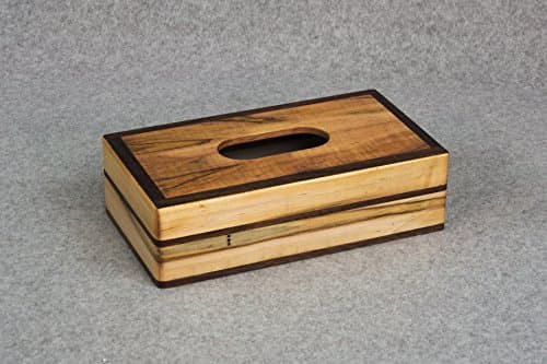 Tissue Box Cover for Short Rectangular Kleenex® 85 Count 2-Ply Tissue Box - Ambrosia Maple with Walnut Accents - Home or Office Accessory