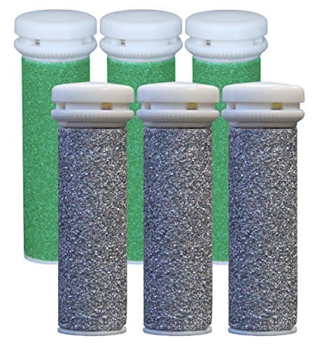 Replacement Refill Rollers for Emjoi Micro-pedi (3 Super Coarse+ 3 Xtreme Coarse) - Pack of 6