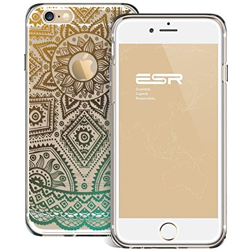 ESR Case Compatible for iPhone 6/6s, Pattern Design Slim Clear Case with Soft TPU Bumper+Hard PC Back Cover for 4.7" iPhone 6 / iPhone 6s_Gold Henna