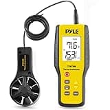 Upgraded Version Pyle Digital Anemometer Handheld, Thermometer, Wind Speed Meter for Measuring Air Velocity, Air Flow, Temperature Using Display Units: Miles, Kilometers, Meters, Feet, Knots
