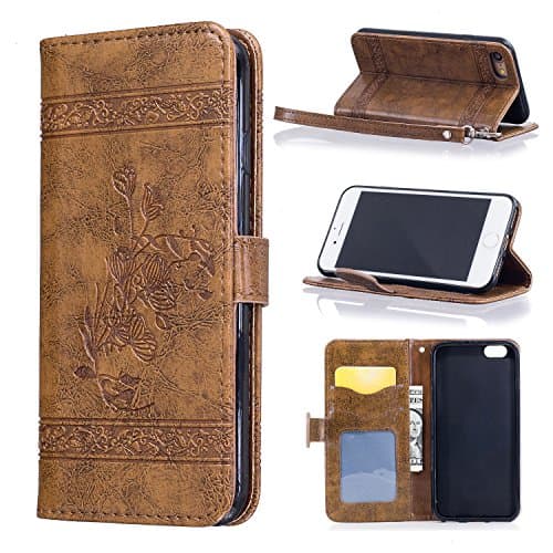 iPhone 8 Case,iPhone 8/7 Leather Case,iPhone 7 Brown Premium PU Leather Card Slot /Cash Style with Back kickstand Magnetic Flip Cover Case for iPhone 8 or 7
