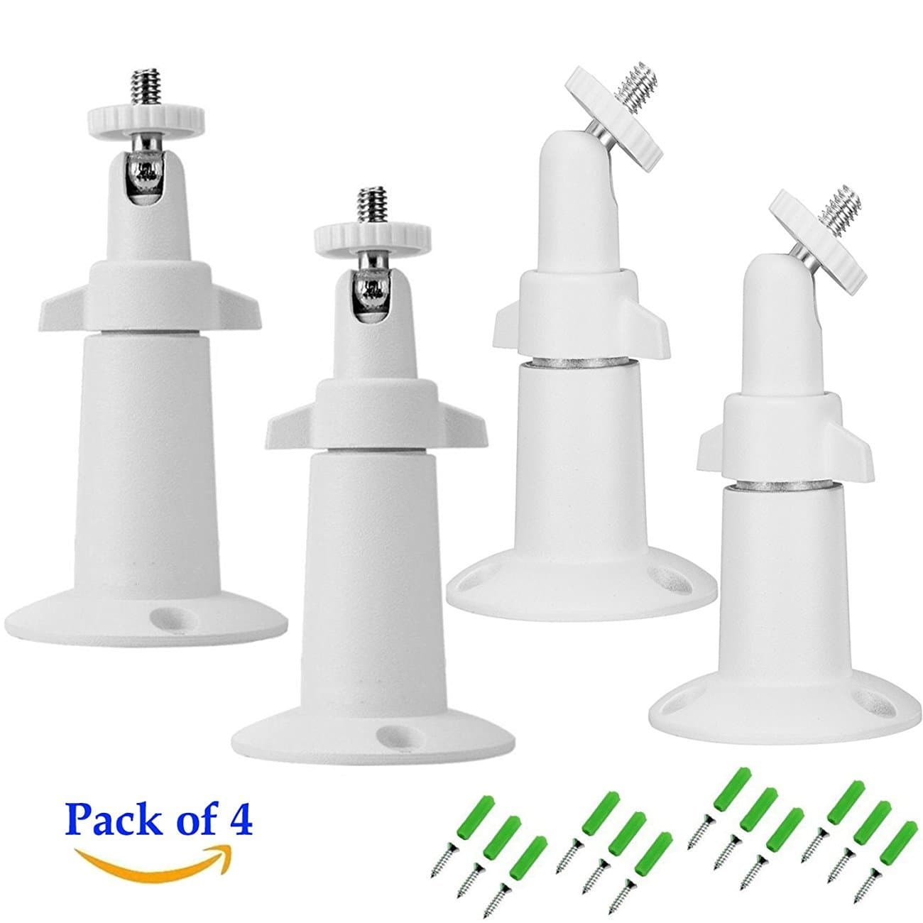 Mbangde Security Camera Cam Pan Wall Mount Bracket, 360 Degrees Rotation Adjustable Indoor/Outdoor Mount for Arlo, Arlo Pro, CCTV Camera and Other Compatible Models (Pack of 4, White)