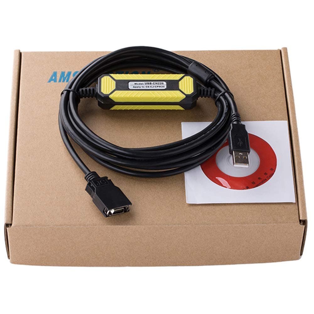 Morismoon 1pack/lot USB-CN226 PLC Programming Cable for Omron CS/CJ CQM1H CPM2C Series CS1W-CN226 USB Version (Yellow)