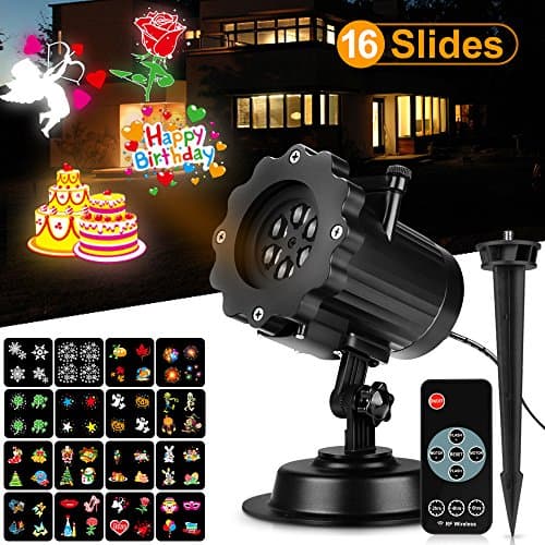 Holiday Projector Light with Wall-through RF Controller 16 Slides Woodeey Halloween Christmas LED Landscape Projector Light Decorative Lighting for Outdoor and Indoor