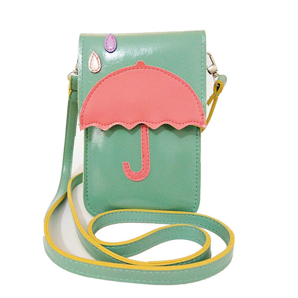 TEGAOTE PU Leather Cute 3D Umbrella Pattern 2 Layers 5.5-Inch Cellphone Pouch Purse with Window Touch Screen