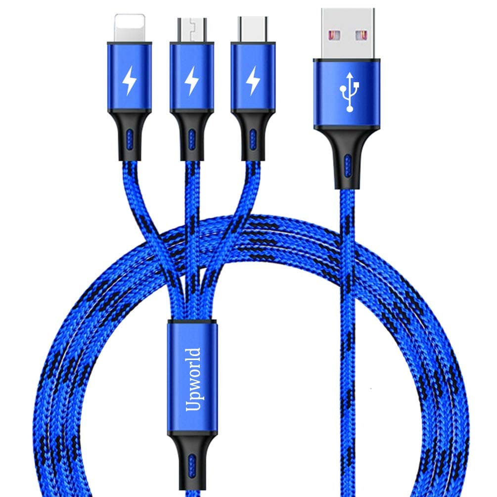 Multi USB Cable, Upworld Multi Charger Cable with Micro USB Cable/USB Type C Cable Nylon Braided 3 in 1 Fast Charging Cord for Phone X 8/7Plus, Galaxy S8, Huawei, Moto, LG, Kindle, Tablets and More