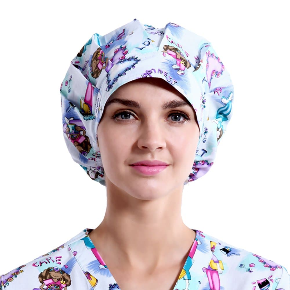 Work Hat Bouffant Scrub Cap One Size Multi Colors
