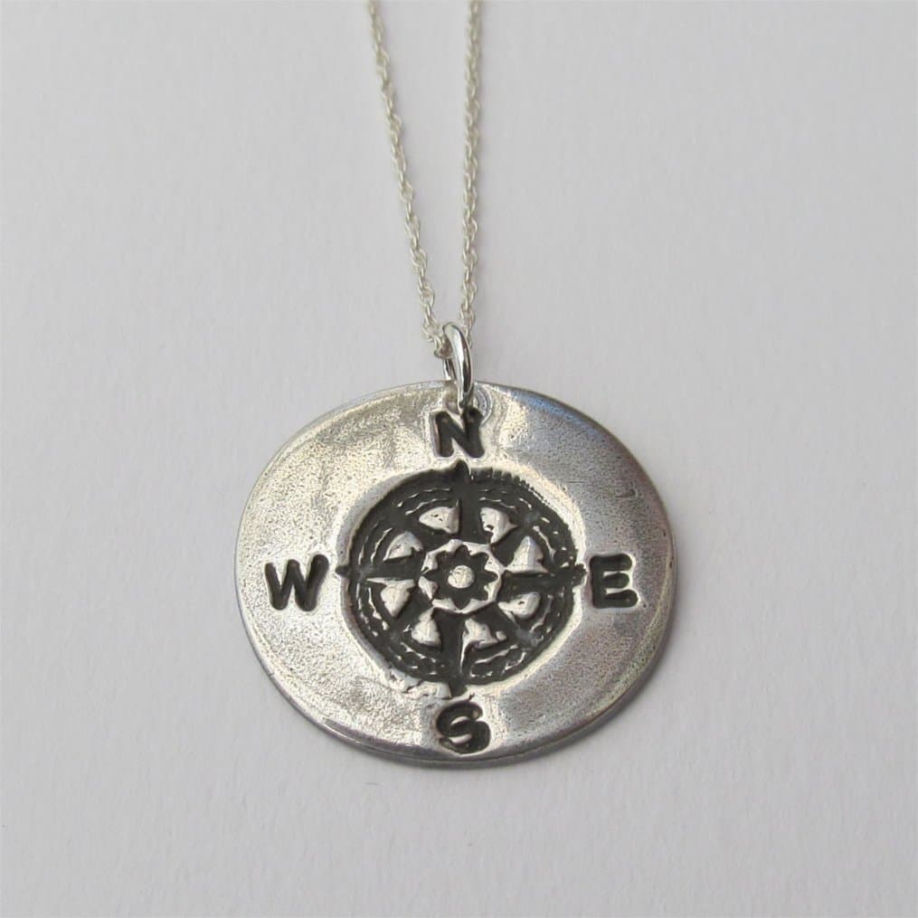 Sterling Silver Compass Necklace