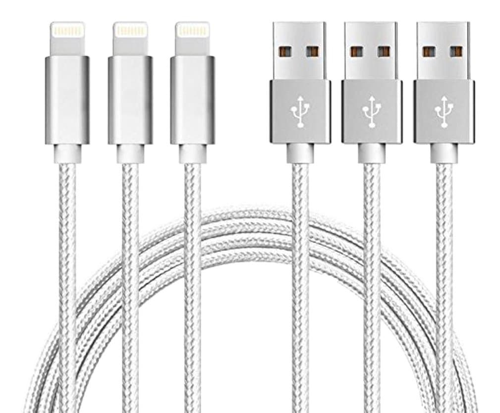 SUMMITGLORY SUMMIT-01 Boxbeen Lightning Cable, 3Pack 3FT,3FT,3FT,Certified Nylon Braided Cord iPhone Cable Certified to USB Charging Cable for iPhone 7, 7 Plus, 6S, 6+, SE, 5S, 5, iPad Air/Mini, iPod Nano 7 (Silver)
