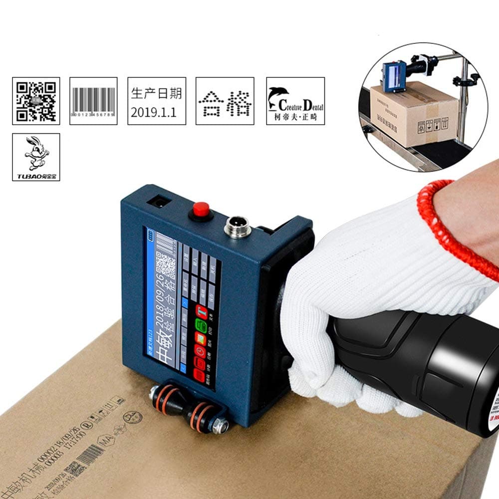 Smart Printer Handheld Inkjet LED Intelligent Operation Panel Touch Screen + Ink Cartridge Printing Trademark Logo Graphic Date, etc.