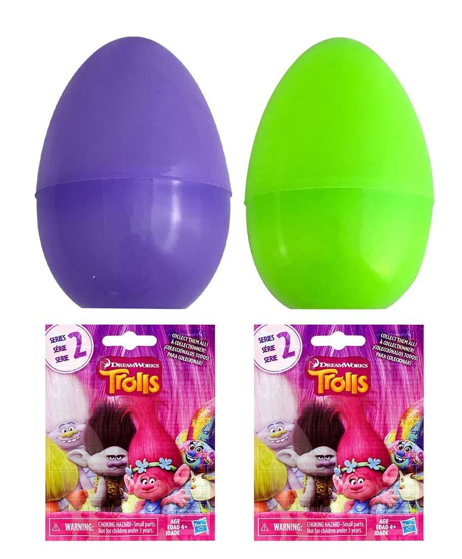 Trolls Blind Bag Series 2 Filled Jumbo Easter egg bundle; Set of 2 Eggs