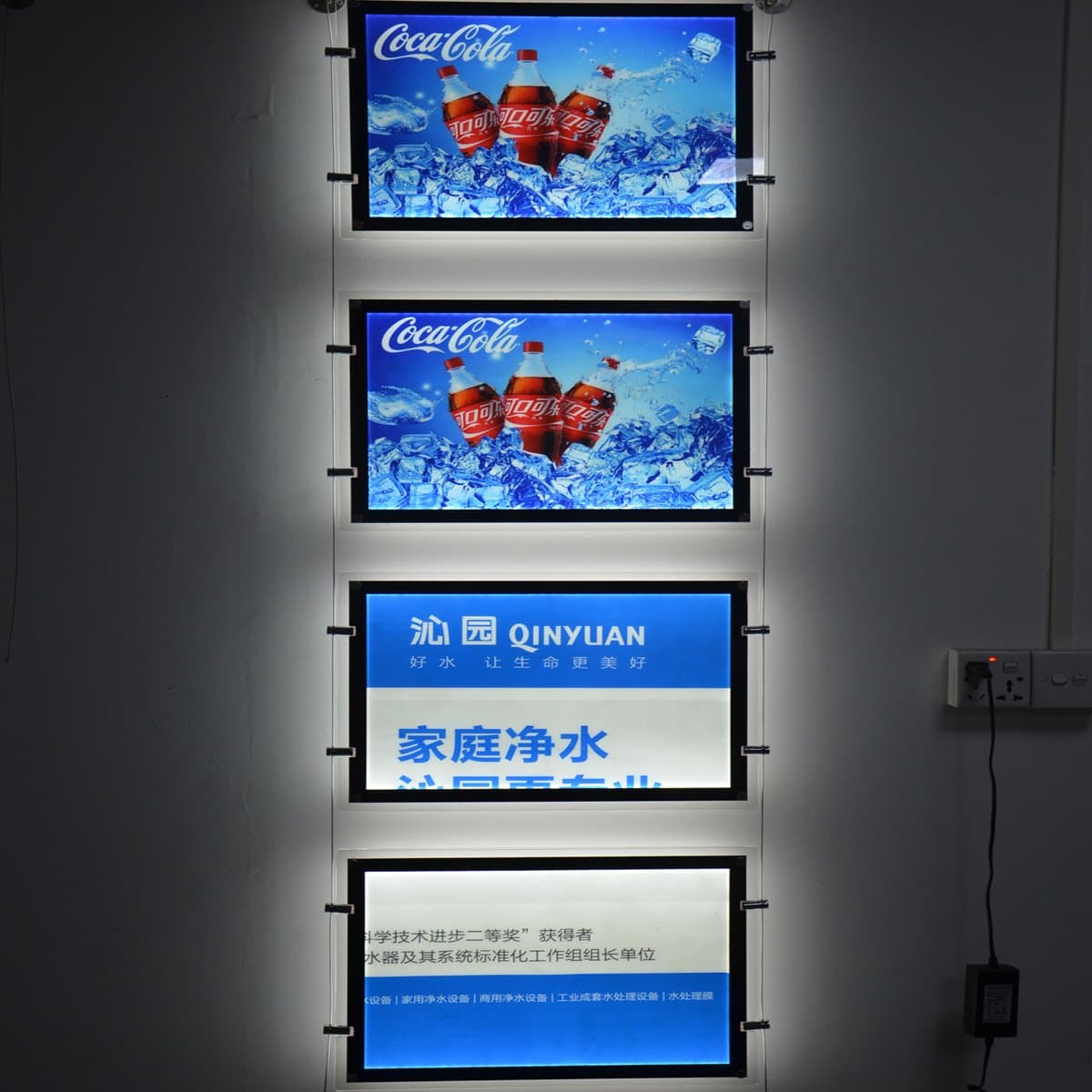 (Pack/4units) Single Sided A4 Magnetic Front Panel Wire Cable Real Estate Window Displays,LED Movie Poster Display Frame (Landscape Format)