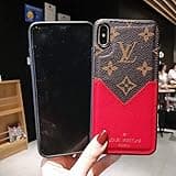 Phone Case for iPhone 7 Plus 8 Plus, Classic Monogram Vintage Style Elegant Luxury Fashion Designer with Card Holder Slot Case Cover Phone Case for iPhone 7 Plus 8 Plus- Red