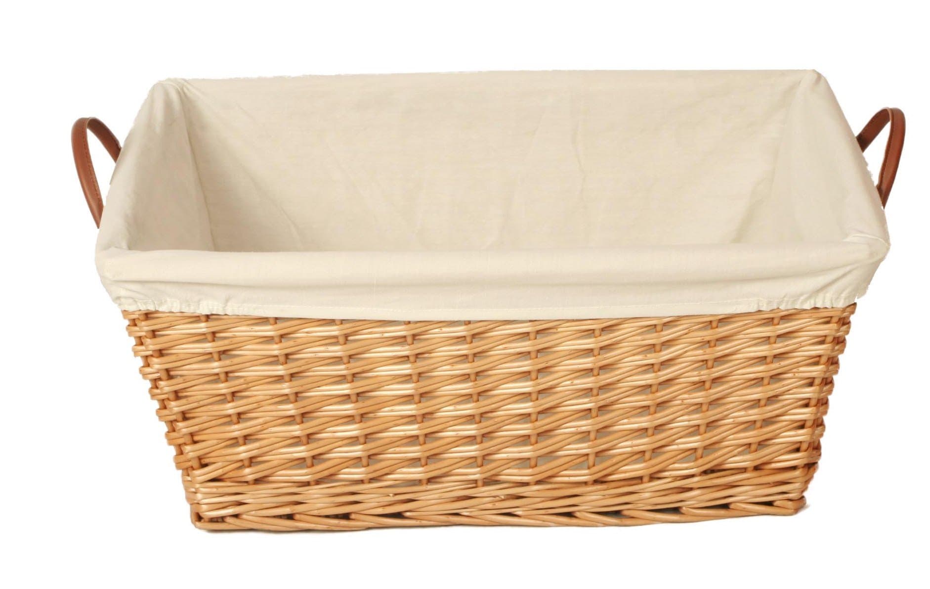 Wicker Rectangle Washing Ironing Basket Lined