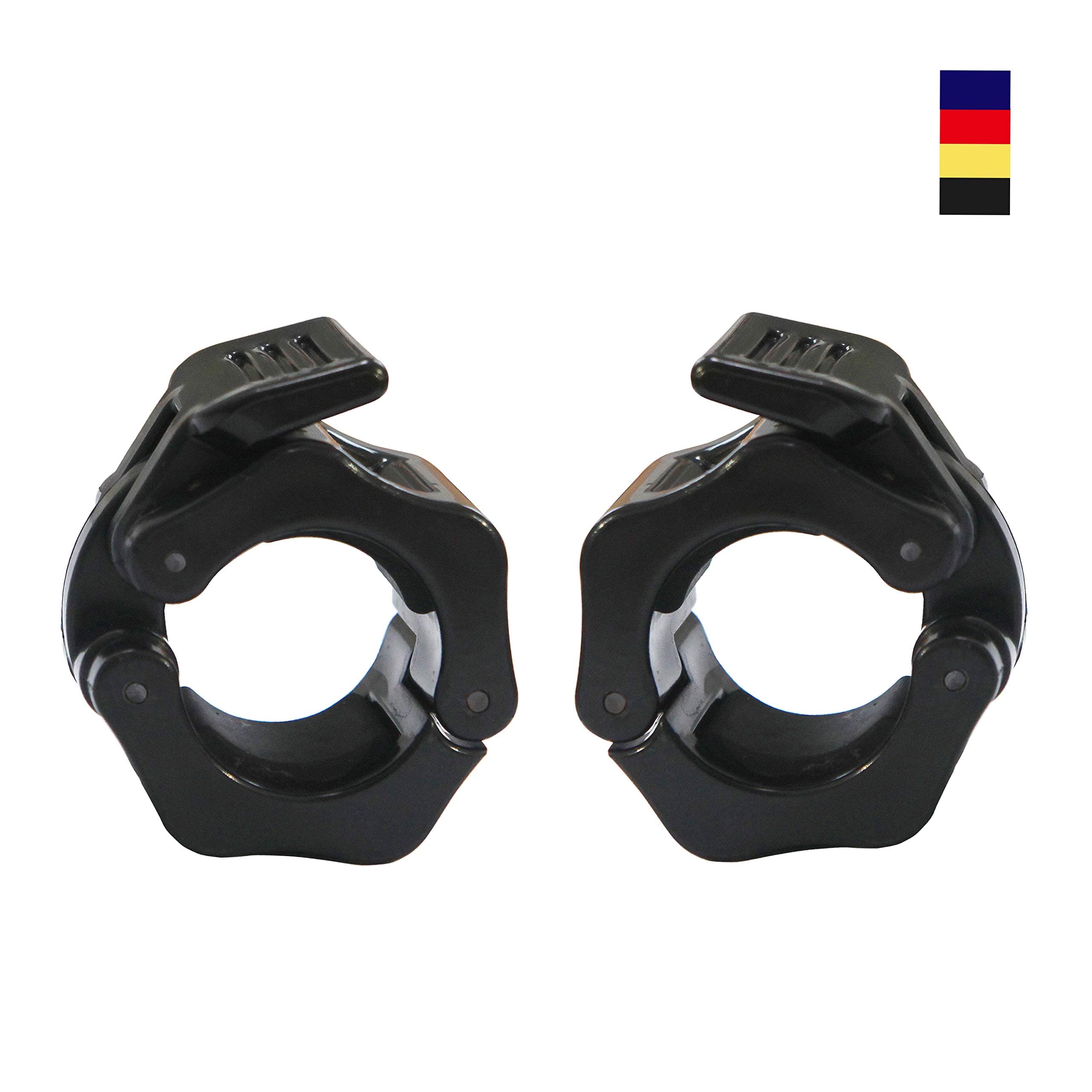 AbraFit 1" Barbell Clamps - Solid ABS Locking Barbell Collars with Quick Release - 1'' Diameter Standard Bar Weight Plates Collar Clips for Workout Weightlifting Fitness Training Bodybuilding