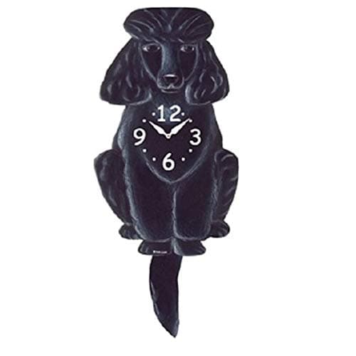 Black Poodle Dog Wagging Pendulum Clock