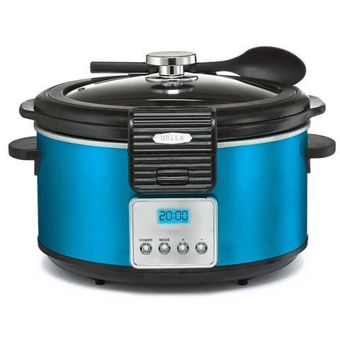 5 Quart Programmable Slow Cooker (Blue) w/ Locking Lid