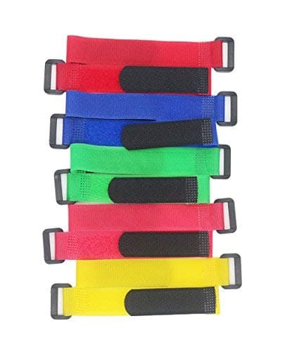 Grapelet 20pcs 6 inch Adjustable Hook and Loop Strap Cable Ties Organizer Fastener with Plastic Buckle 160 mm x 20 mm