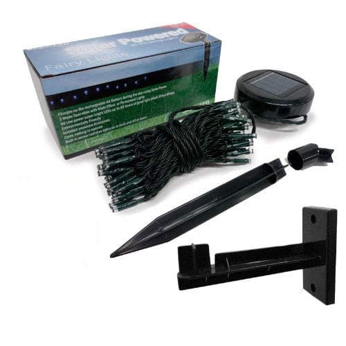 SuperLED Solar 60 Blue LED Light String New Multi Effect + Free Fence/Wall Mount + Stake